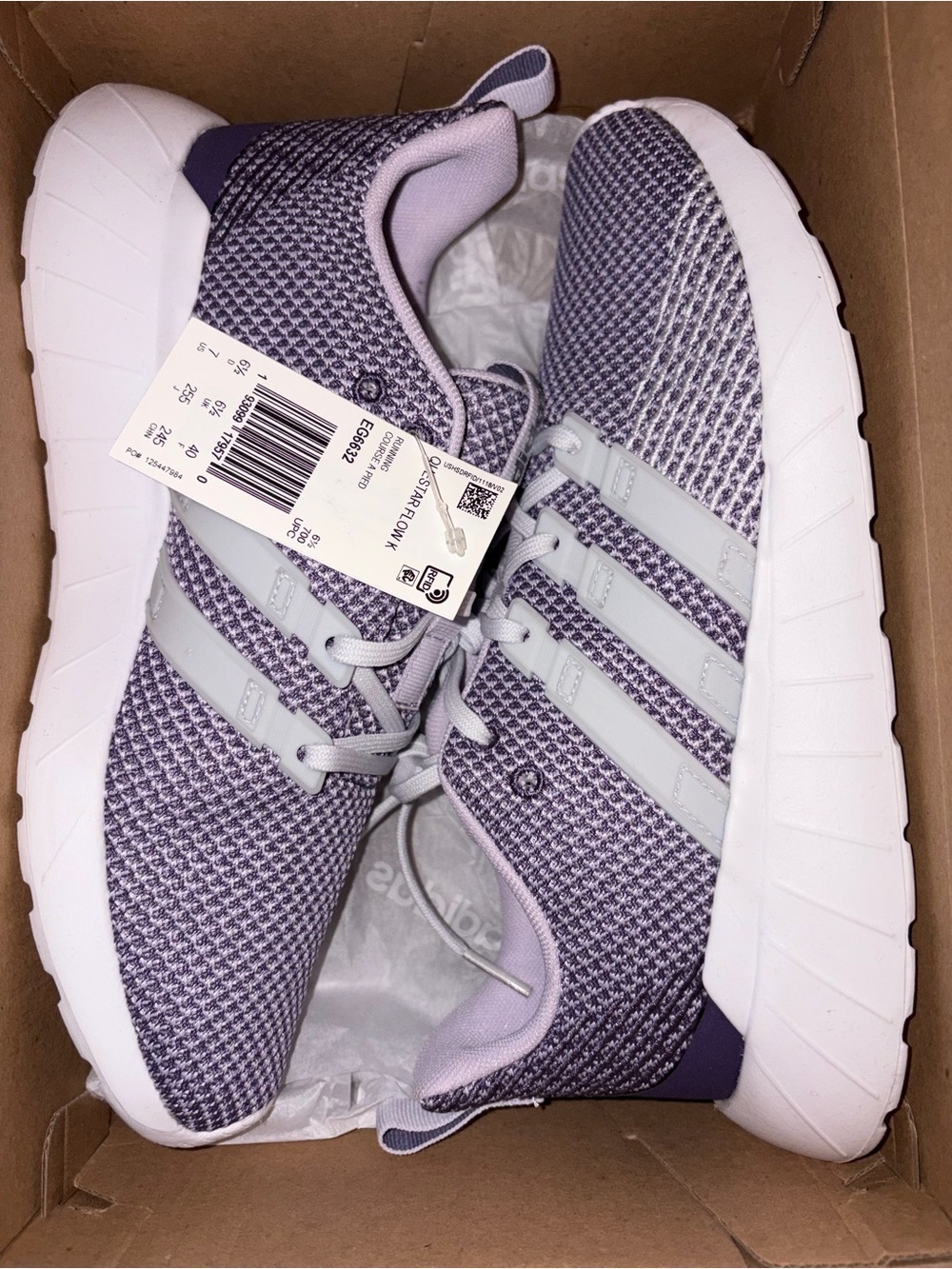 adidas Kids Lavender Purple and White Sneakers